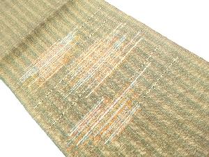 金糸紐通し縞に霞模様織出し名古屋帯